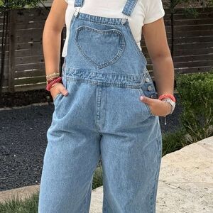 Shiny By Nature Denim Heart Overalls - 5XL